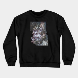 Eerie Forest Orc Head - Dark Fantasy Mixed Media Painting Crewneck Sweatshirt